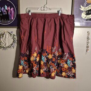 Burgundy Floral Skirt